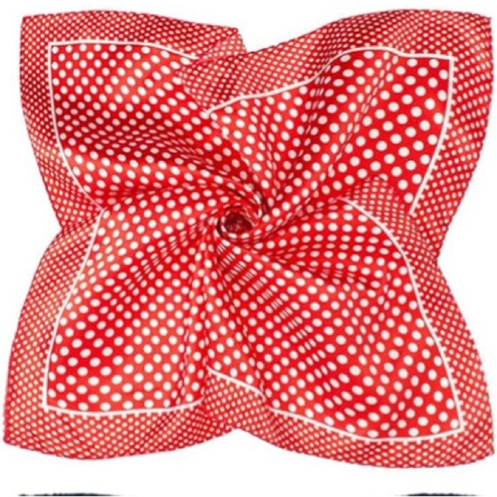 Set of 4 Patterned Scarves in Animal Prints Polka Dots Red Black Brown and White